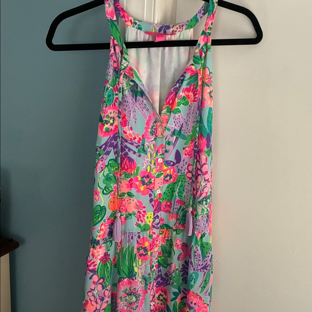 Lilly Pulitzer Pink, Green, Purple Floral Sleeveless Dress